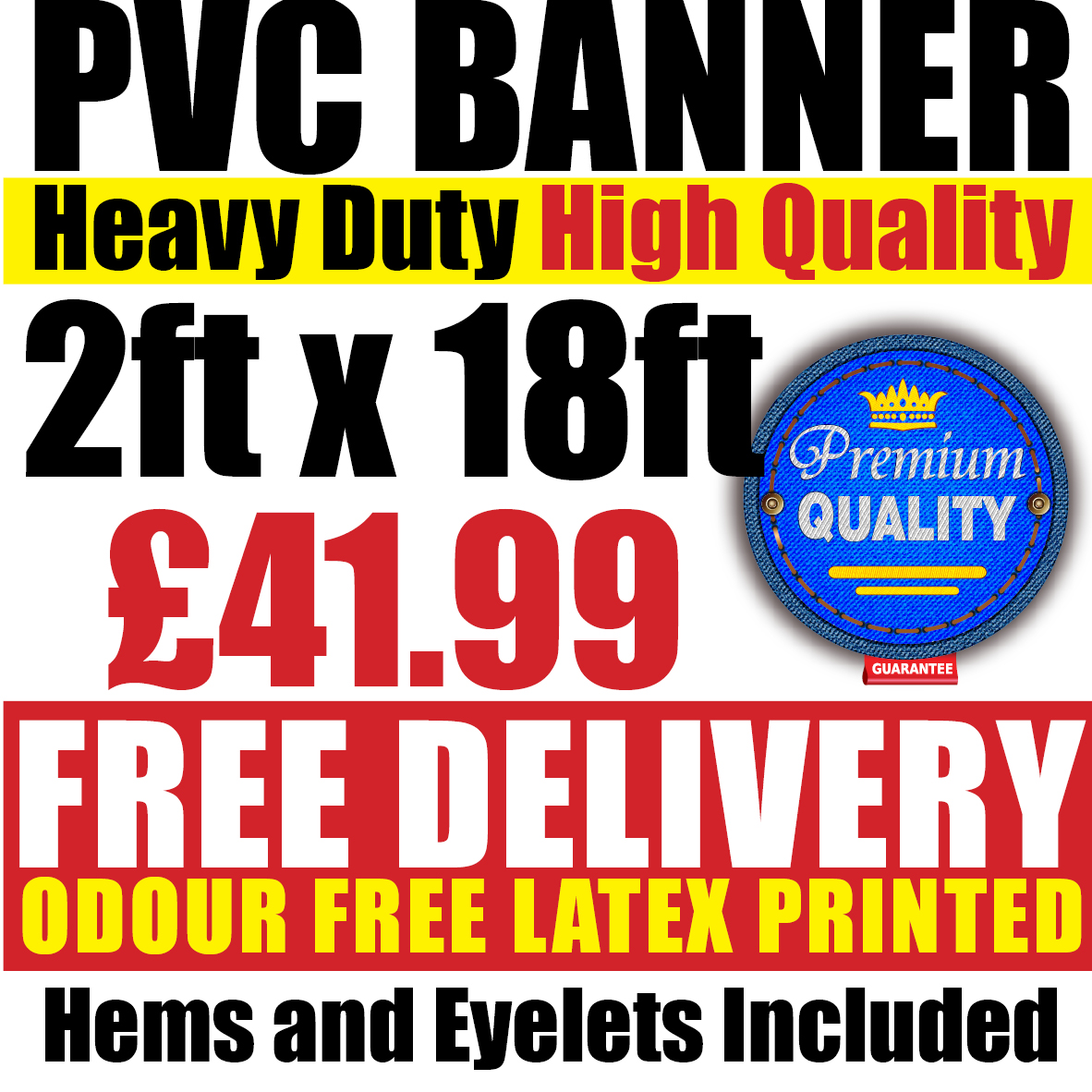 PVC Banners Outdoor Vinyl Banner 2ft x 18ft Advertising Sign Display