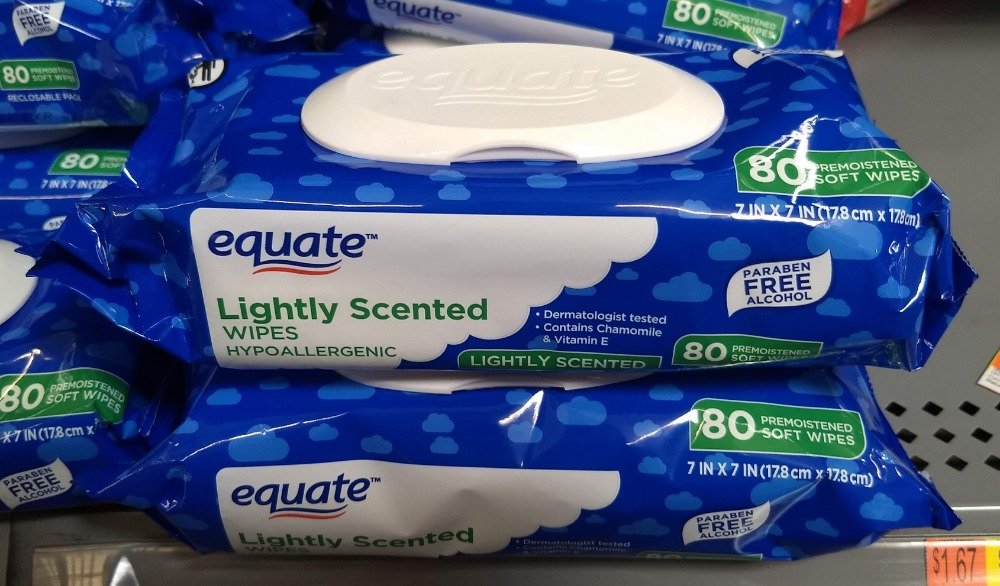 Equate Lightly Scented Wipes Walmart Made in the USA Cheap Simple