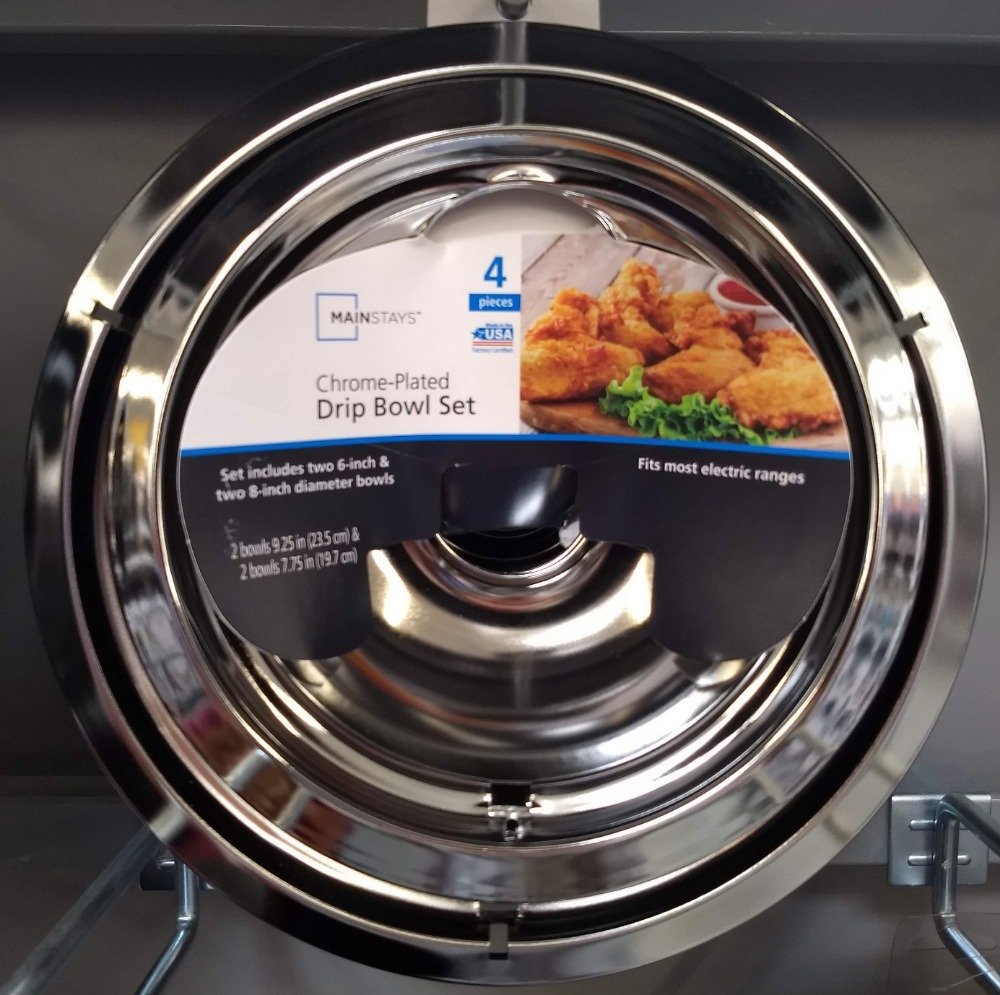 Mainstays ChromePlated Drip Bowl Set 4 Piece Walmart Made in the USA