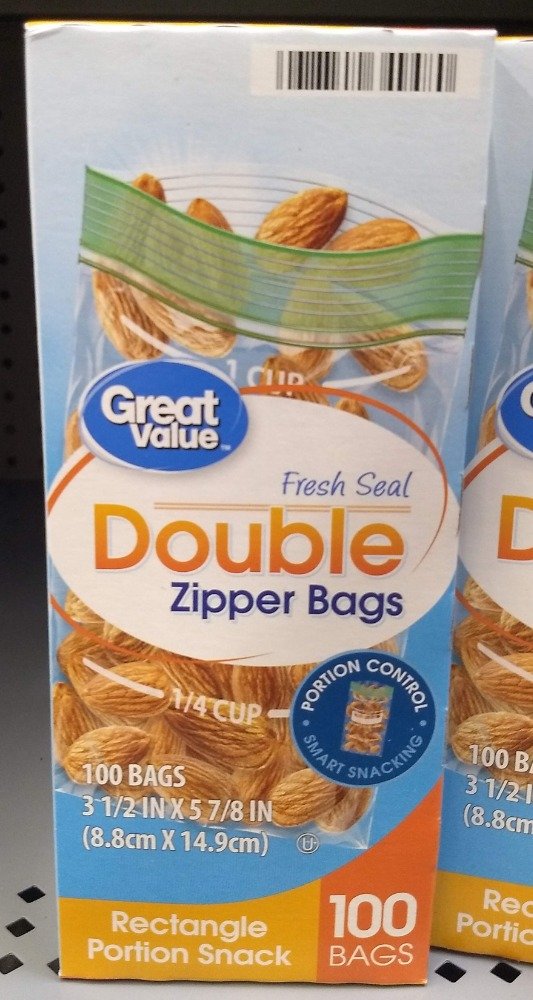 Great Value Fresh Seal Double Zipper Bags Rectangle Portion Snack