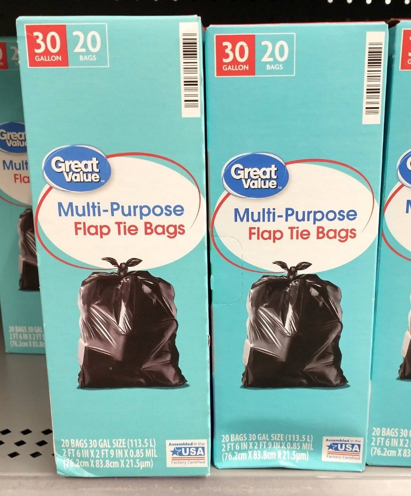 Great Value MultiPurpose Flap Tie Bags Walmart Made in the USA