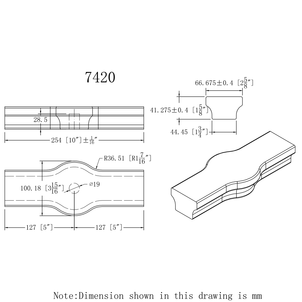 7420 Tandem Cap Wood Handrail Fitting Cheap Stair Parts