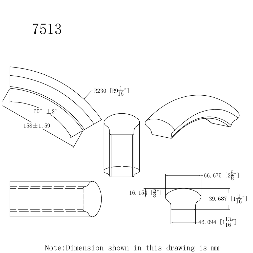 7513 Over Easing Wood Handrail Fitting Cheap Stair Parts