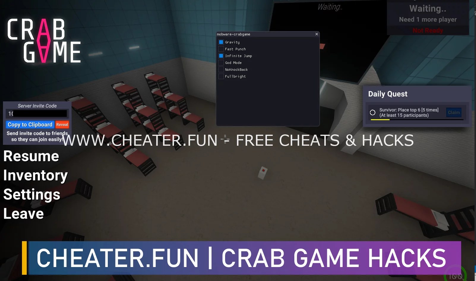 Crab Game Hack Free Gravity, Infiniti Jump, GodMode, Fast Punch and More