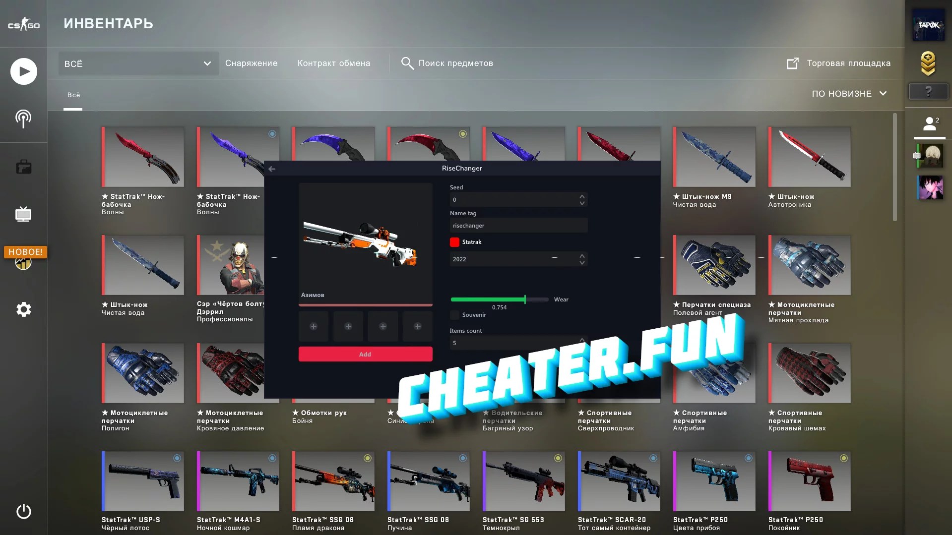 RiseChanger Free Inventory Changer CSGO Weapons, Models, Music