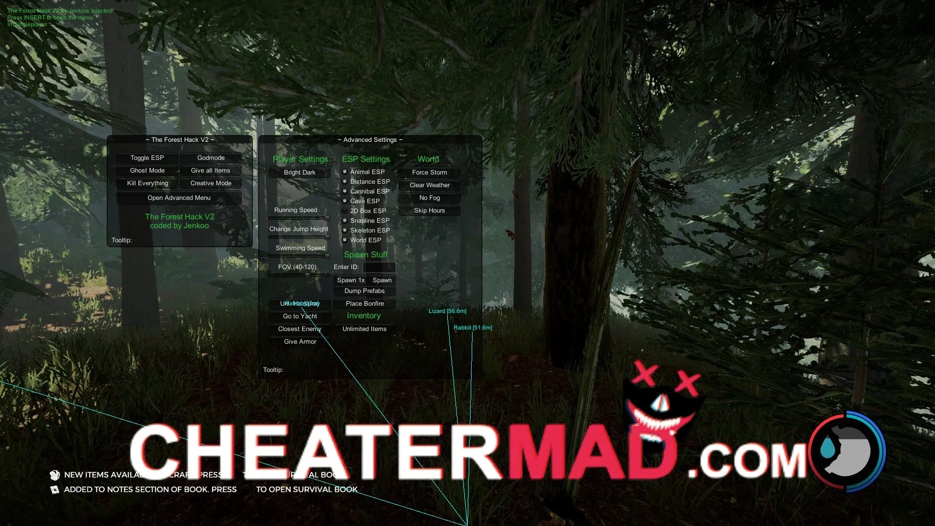 The Forest Trainer Hack Mod Menu, Godmode v2.0