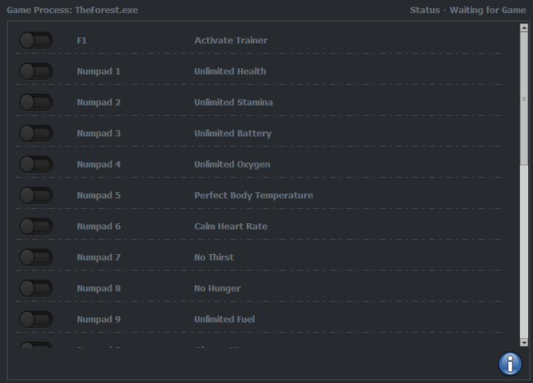 The Forest Trainer - FearLess Cheat Engine