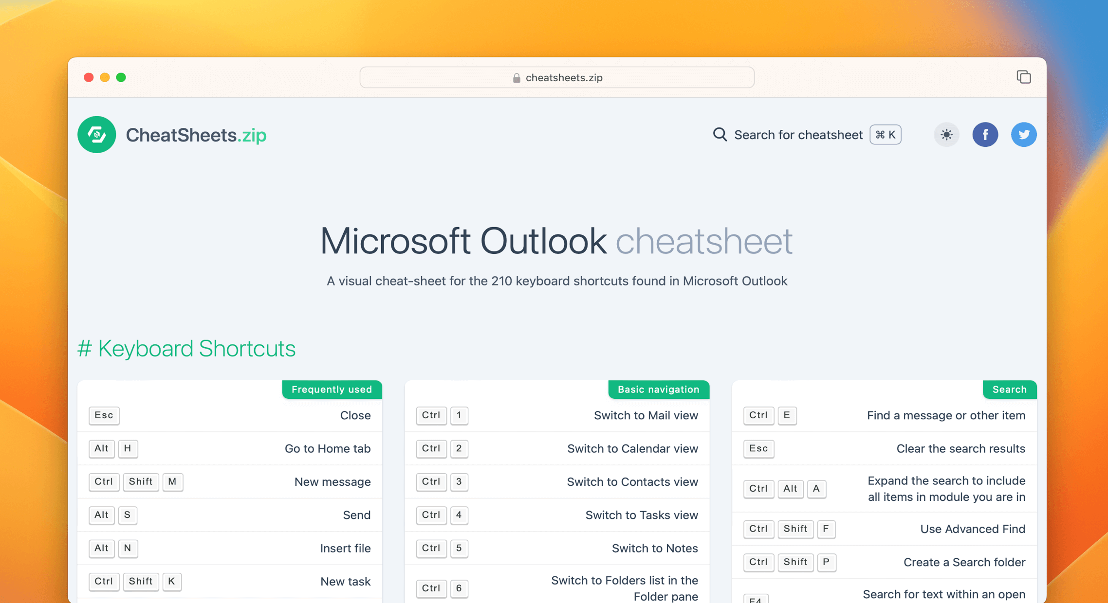 Microsoft Outlook Cheat Sheet & Quick Reference