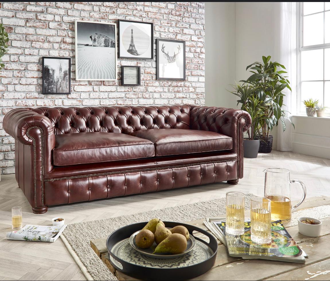 Chesterfield 2 Seater Couch Leather Checkers Office & Home