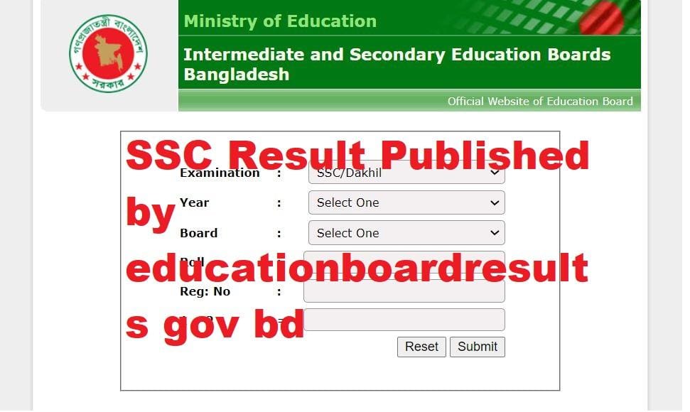 SSC Result 2022 Published by educationboardresults gov bd