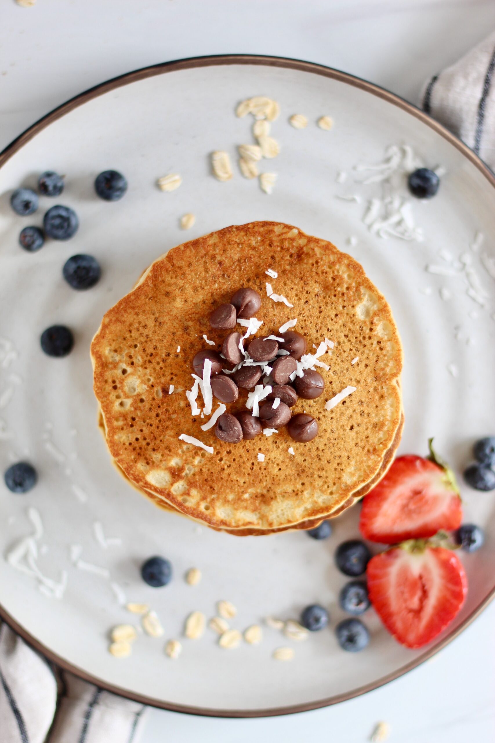 Oat Flour Pancakes With Any Toppings of Your Choice