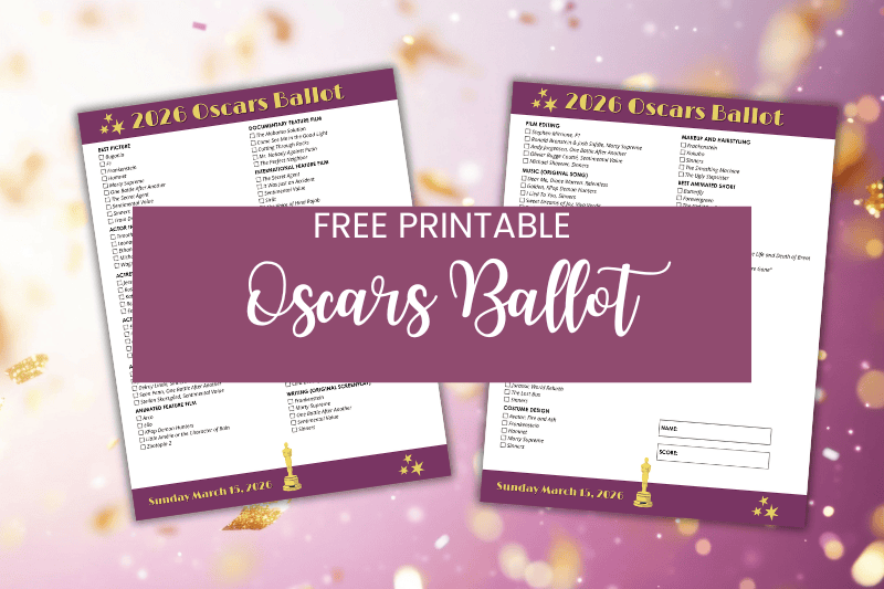 Free Printable Oscars Ballot 2026 For Your Awards Viewing Party