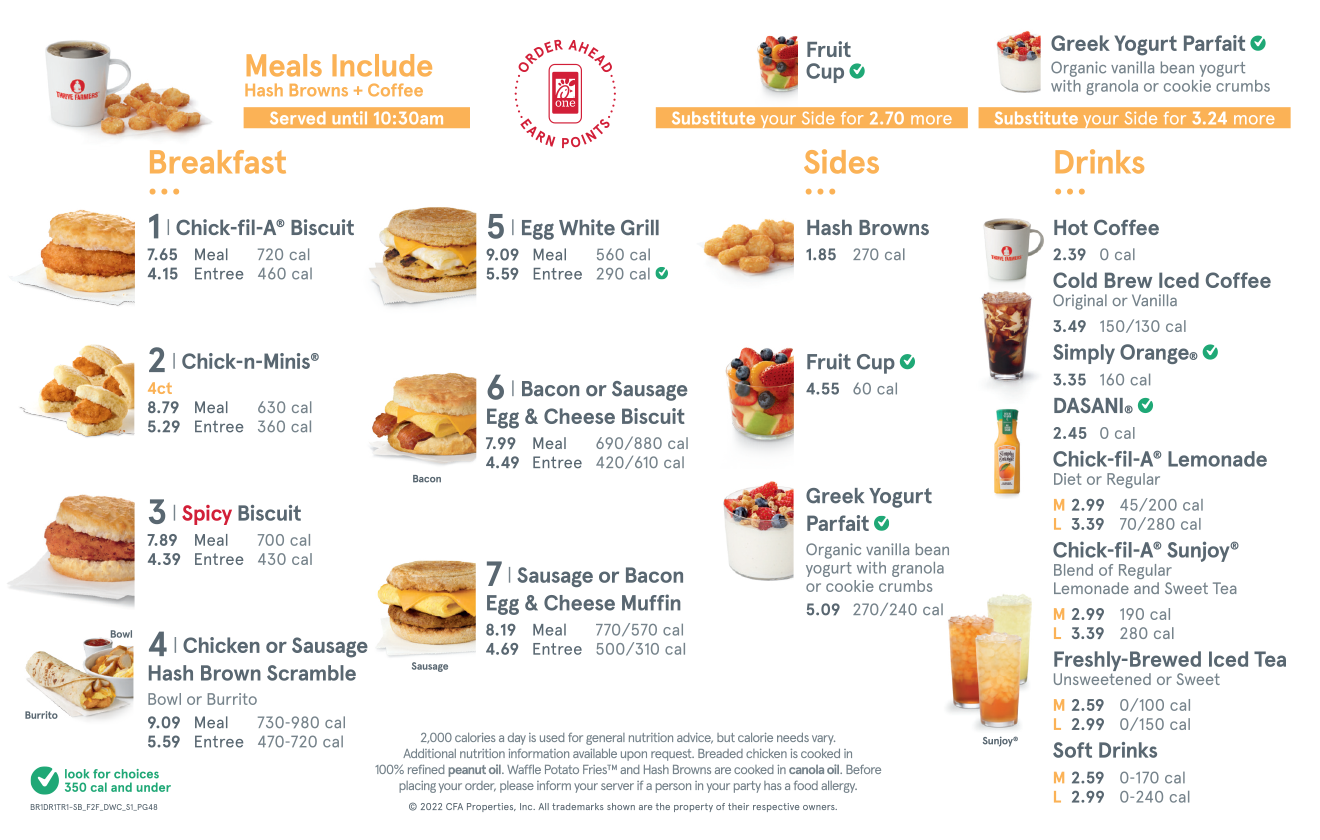 ChickfilA Breakfast Menu With PricesCaloriesPictures 2024