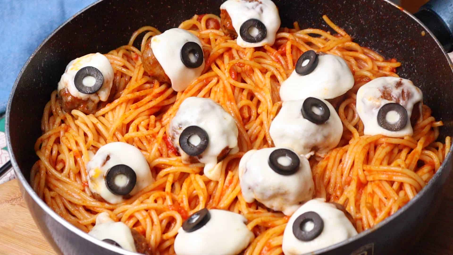 Meatballs and Pasta Halloween Recipe Cheffoodiecast