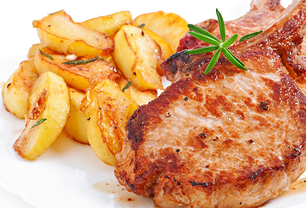 Brined Pork Chops with Apple Hash Robert Irvine