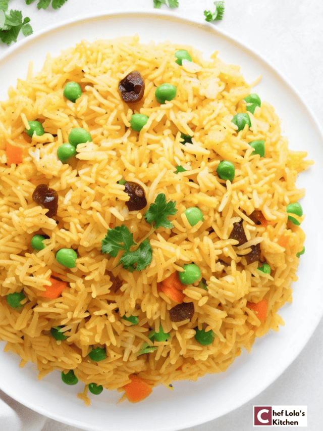 Rice Pilaf With Saffron, Peas, Carrots, and Raisins Chef Lola's Kitchen