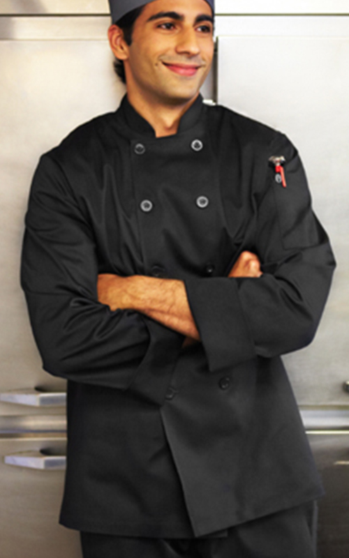 ChefWorks Black Basic 10 Button Chef Jacket Chef