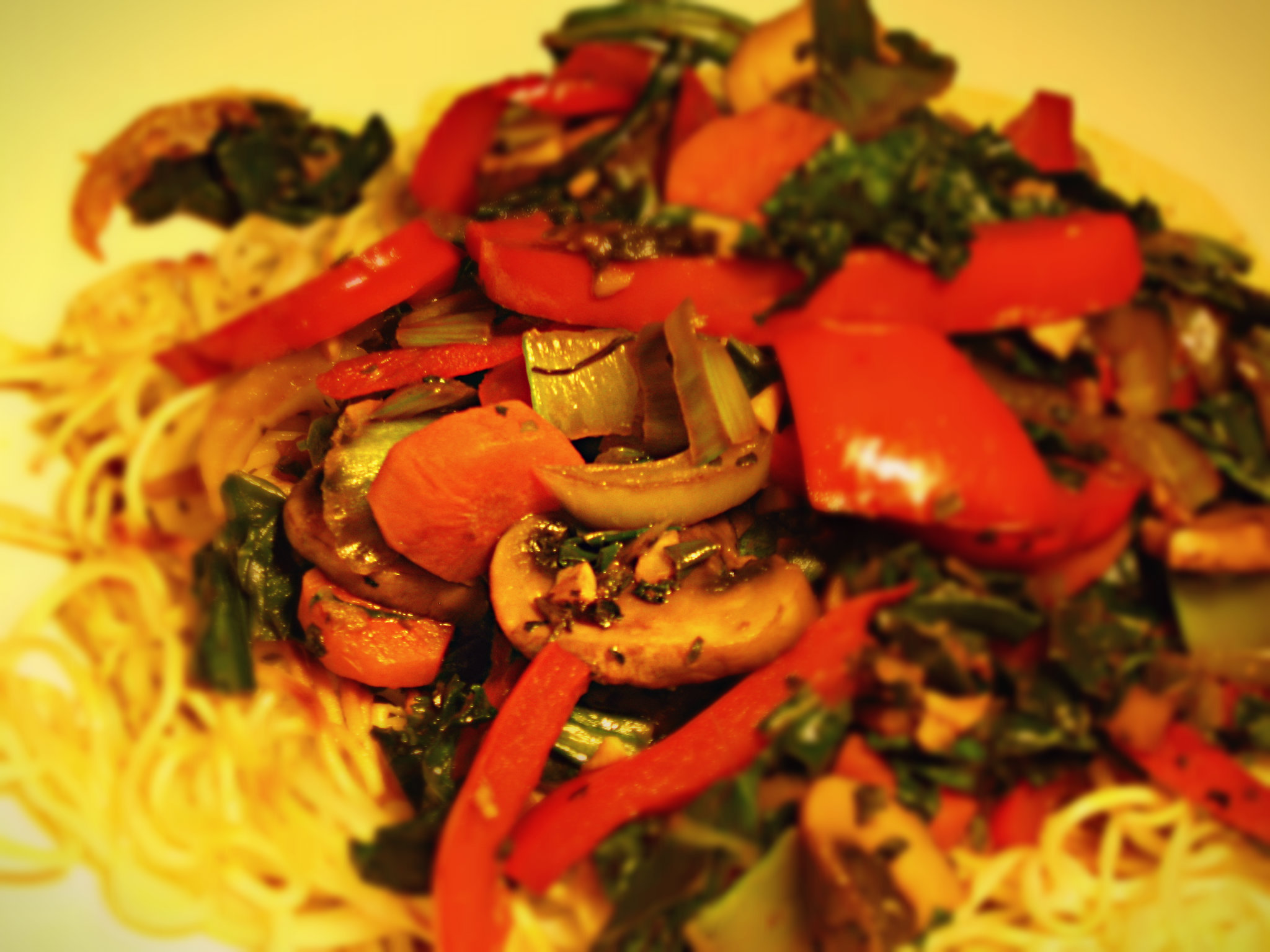 Crispy Noodle Pancake with Stirfry Vegetables Chef Without a Kitchen