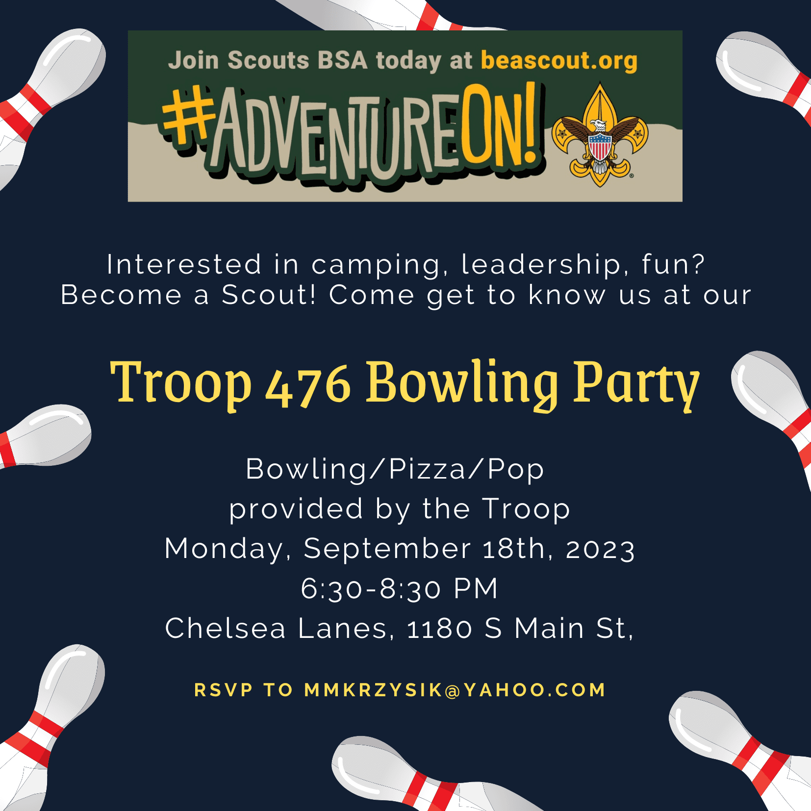 BSA Troop 476 Bowling Party Chelsea Michigan