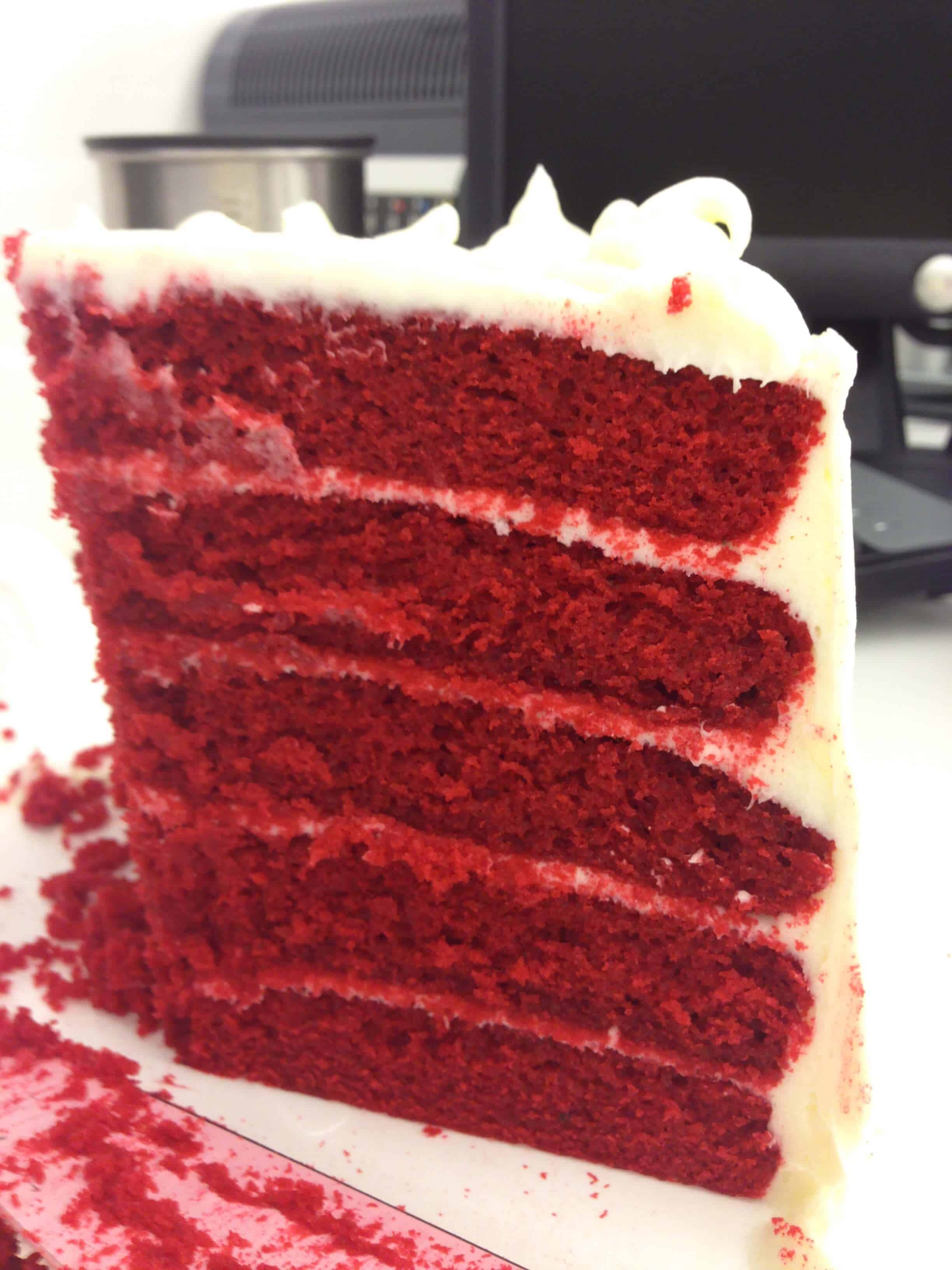 Five Layer Red Velvet Cake with Cream Cheese Frosting
