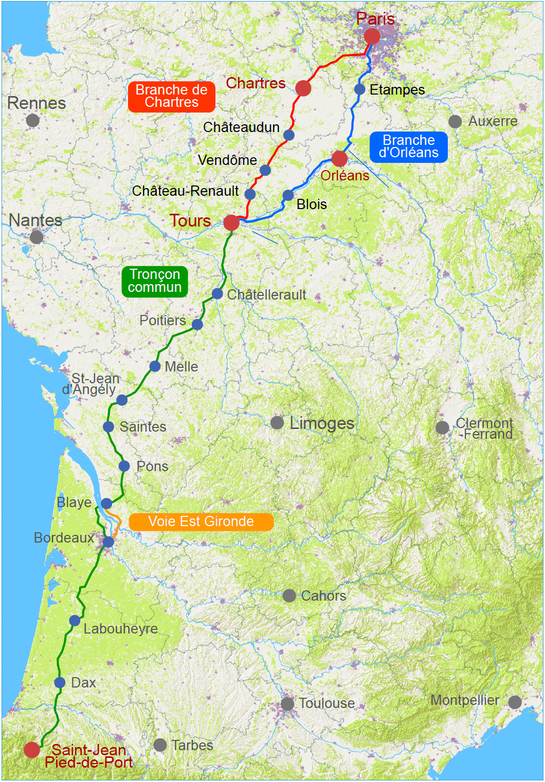 Les itinéraires vers Compostelle Chemin de Compostelle