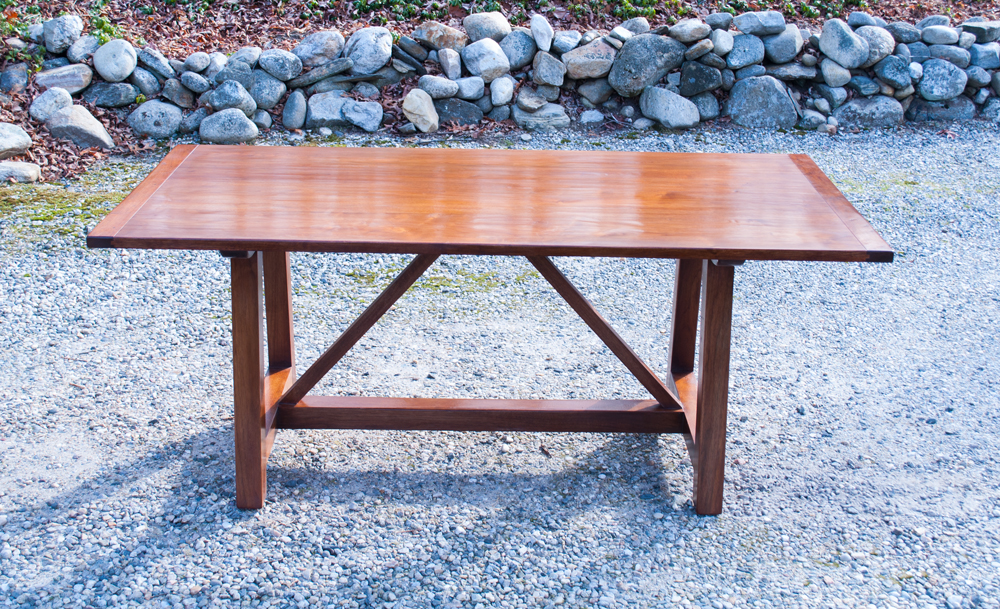 Walnut Farm Table with “A” frame base Cherry Brook Woodworks