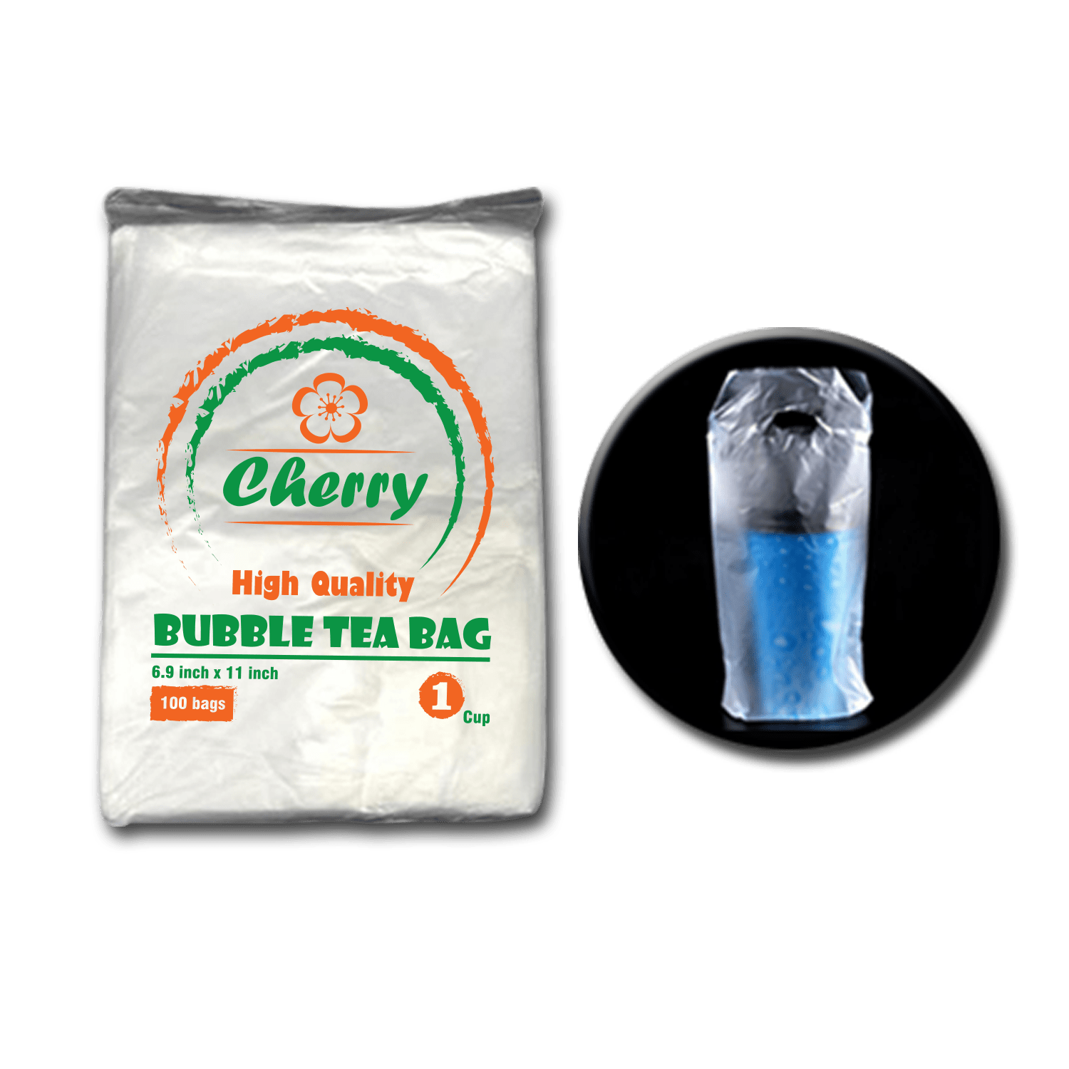 Bubble Tea Bag 1 Cup CherryPlastic