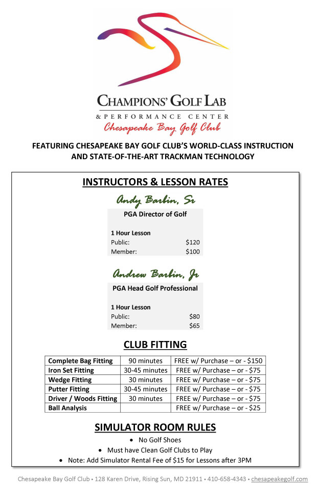 Lesson Rates Chesapeake Bay Golf Club