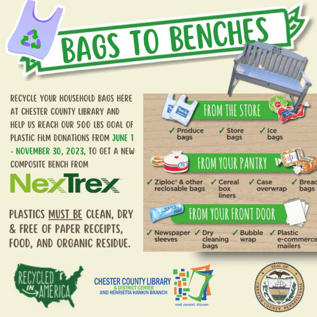 Bags to Benches Recycling Program with NexTrex® Chester County Library