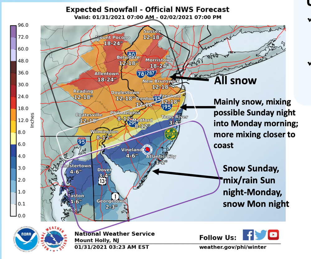Major snowstorm bearing down on Chester County; a foot of snow or more