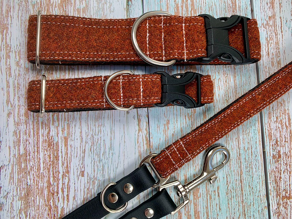 Rustic Copper Tweed Dog Lead Cheshire Dog & Collar