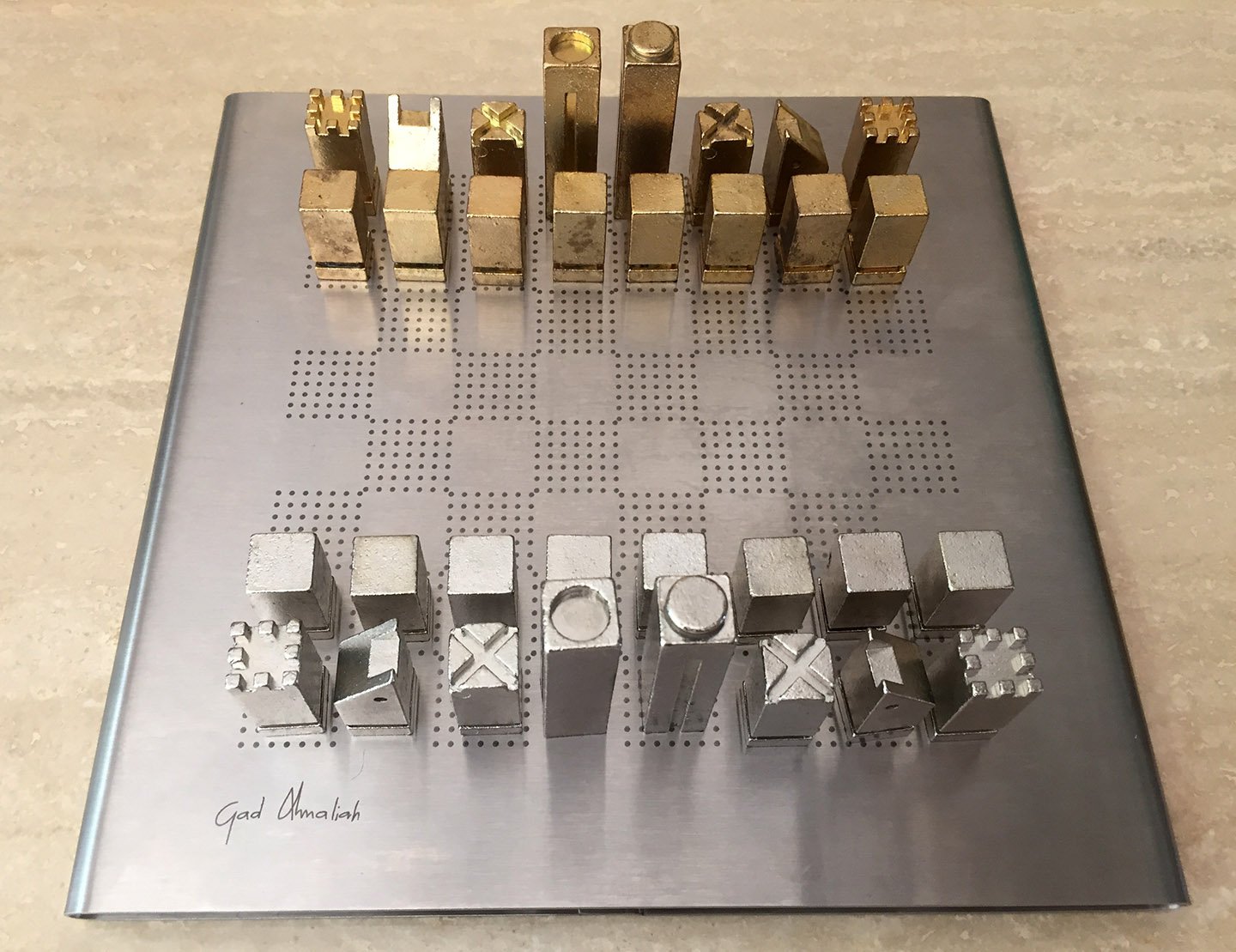 Metal Puzzle Chess Set.