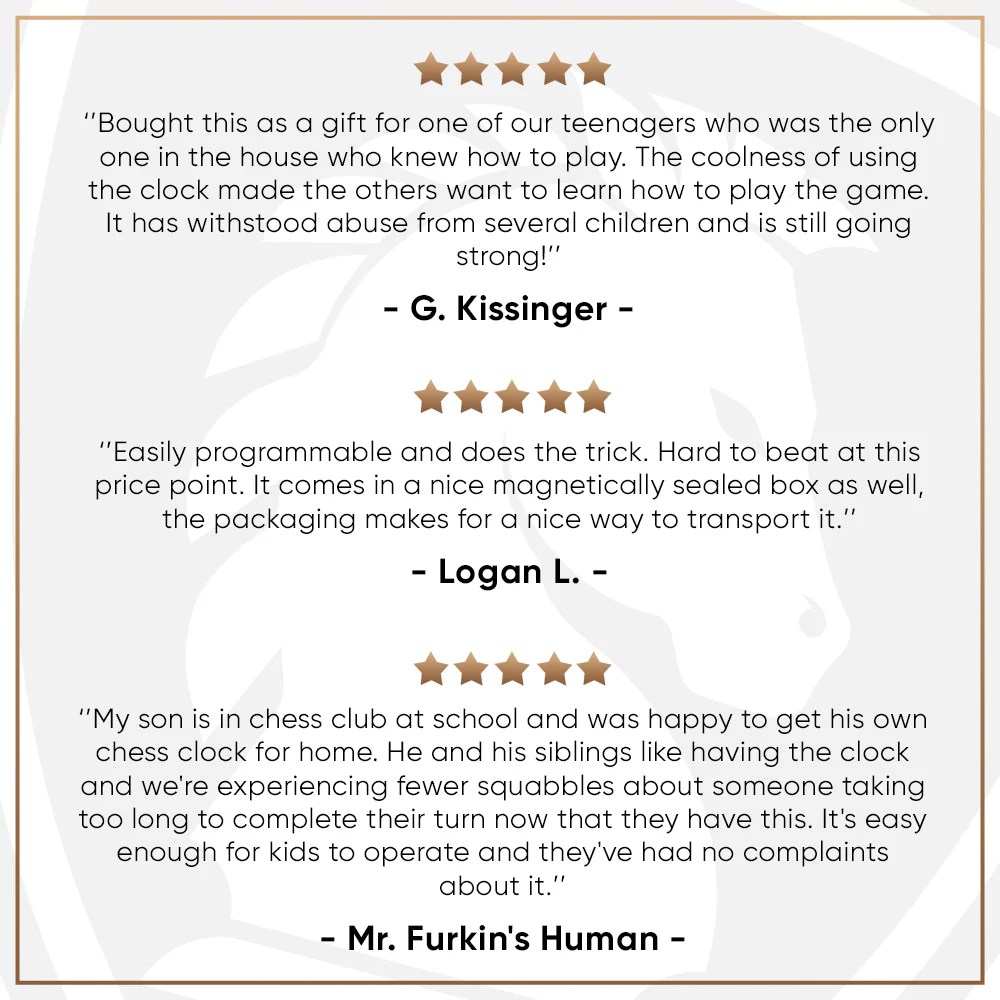 Chess Armory Digital Chess Clock Portable Timer with Tournament & Bo