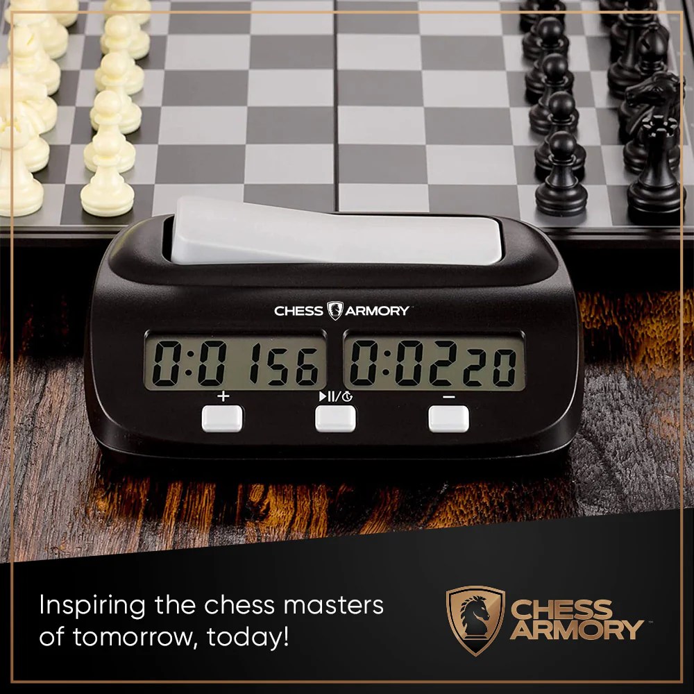 Chess Armory Digital Chess Clock Portable Timer with Tournament & Bo