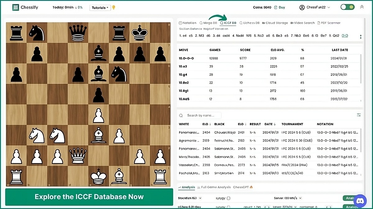Integrating the ICCF Database Access 2M+ HighQuality Correspondence