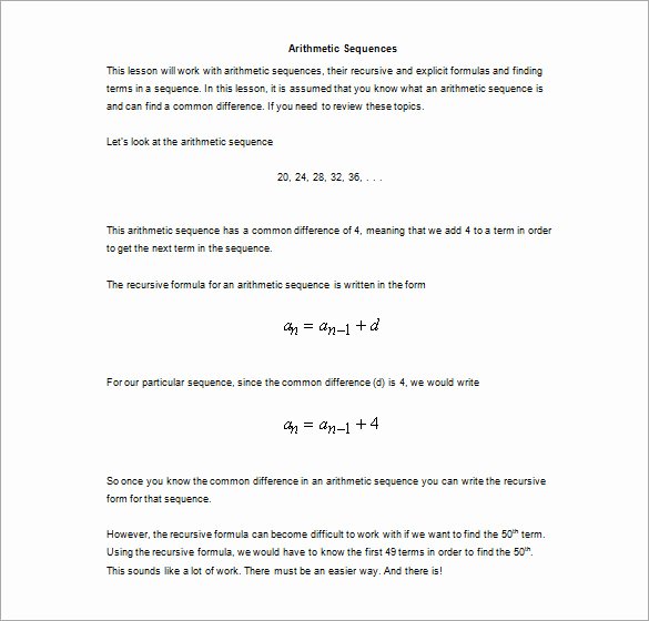 50 Arithmetic Sequences And Series Worksheet