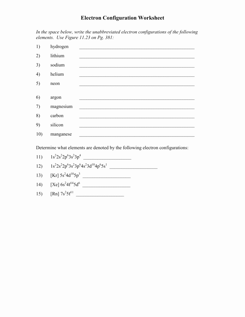 47 Electron Configuration Worksheet Answers Chessmuseum Template Library