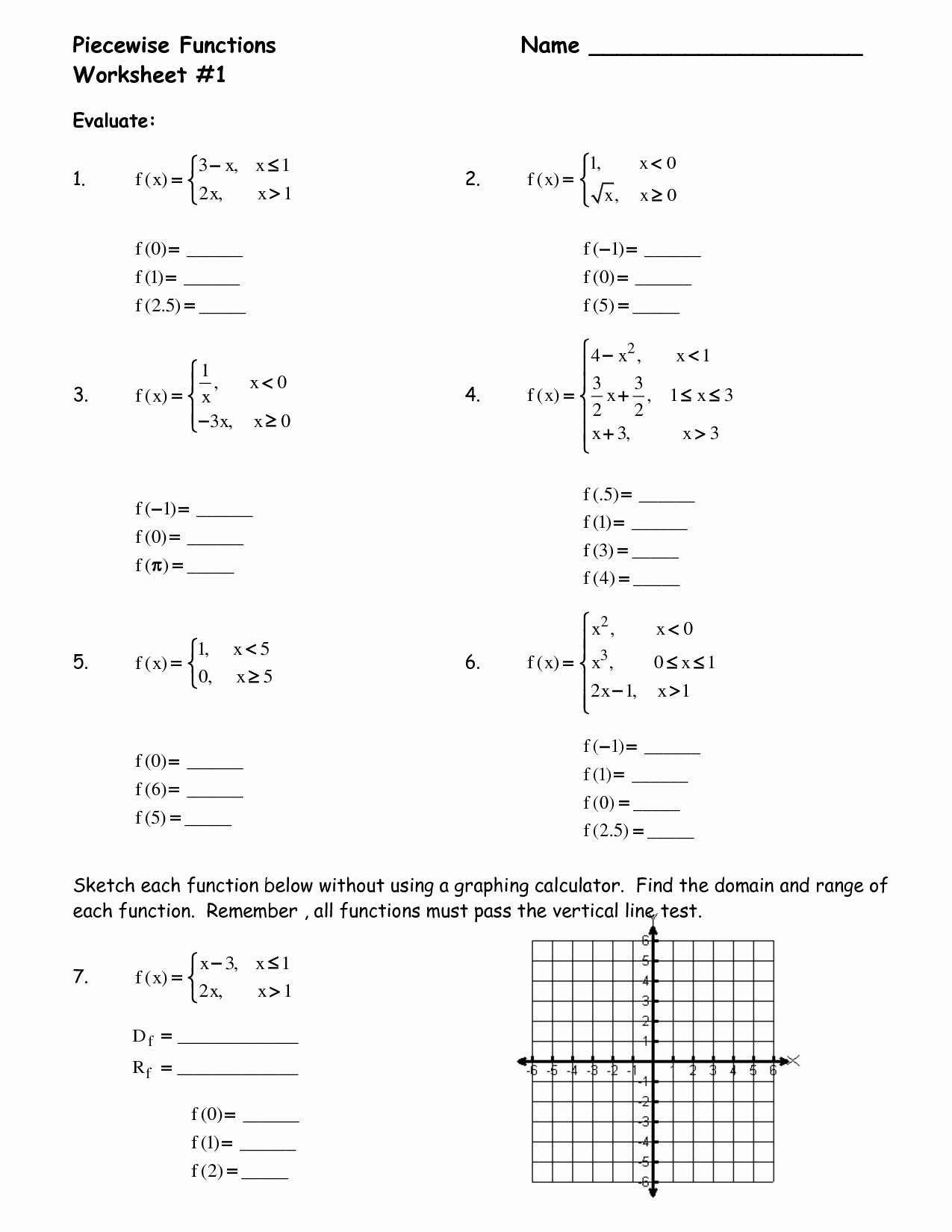50 Piecewise Functions Word Problems Worksheet
