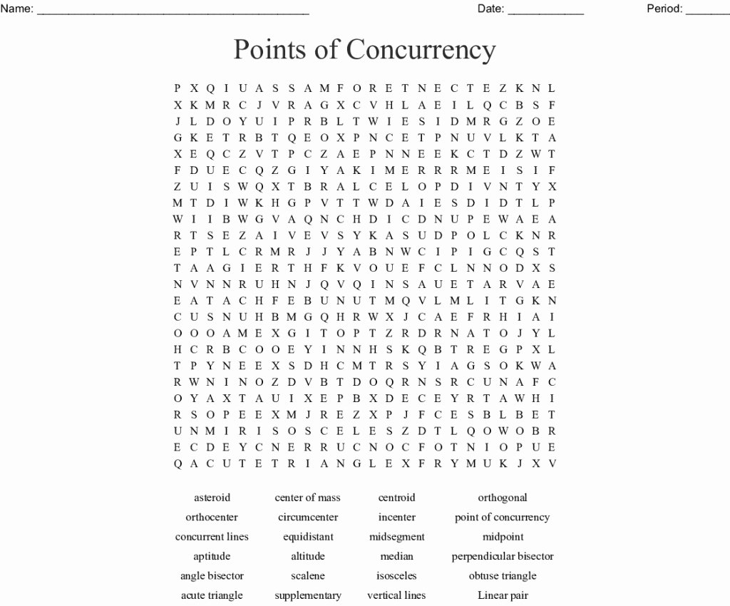 50 Points Of Concurrency Worksheet Answers