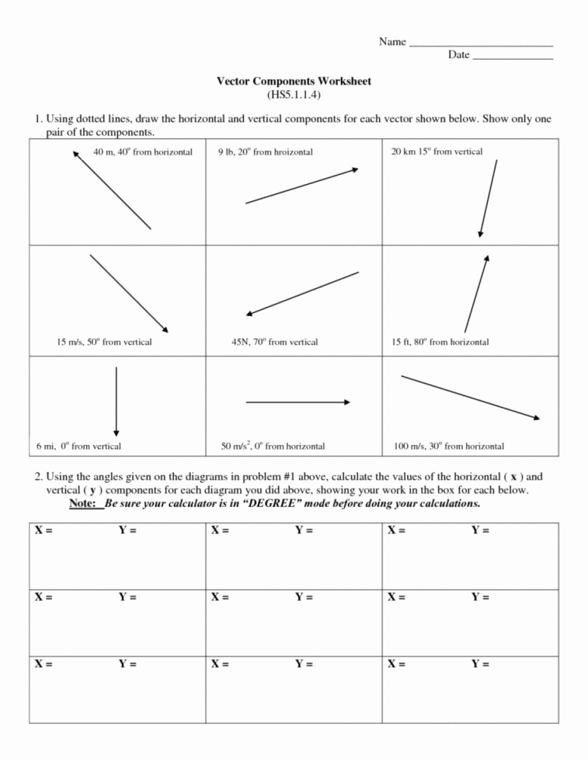 50 Vector Worksheet Physics Answers