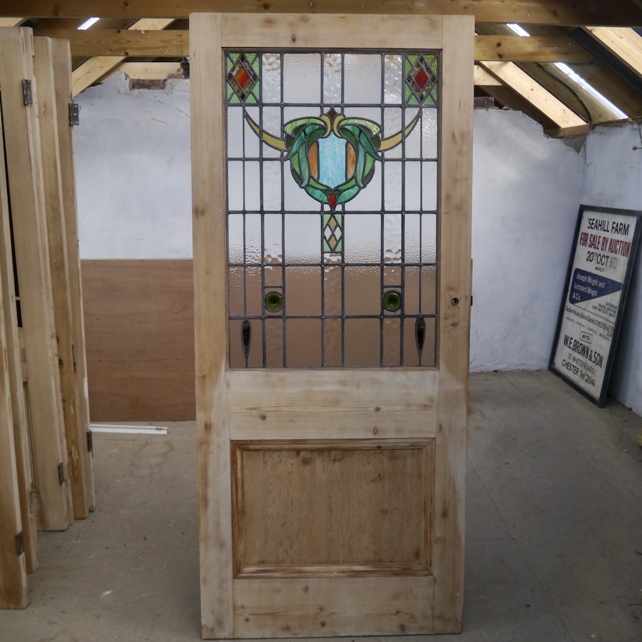 Large Stained Glass Victorian Internal Door Chester Paint Stripping