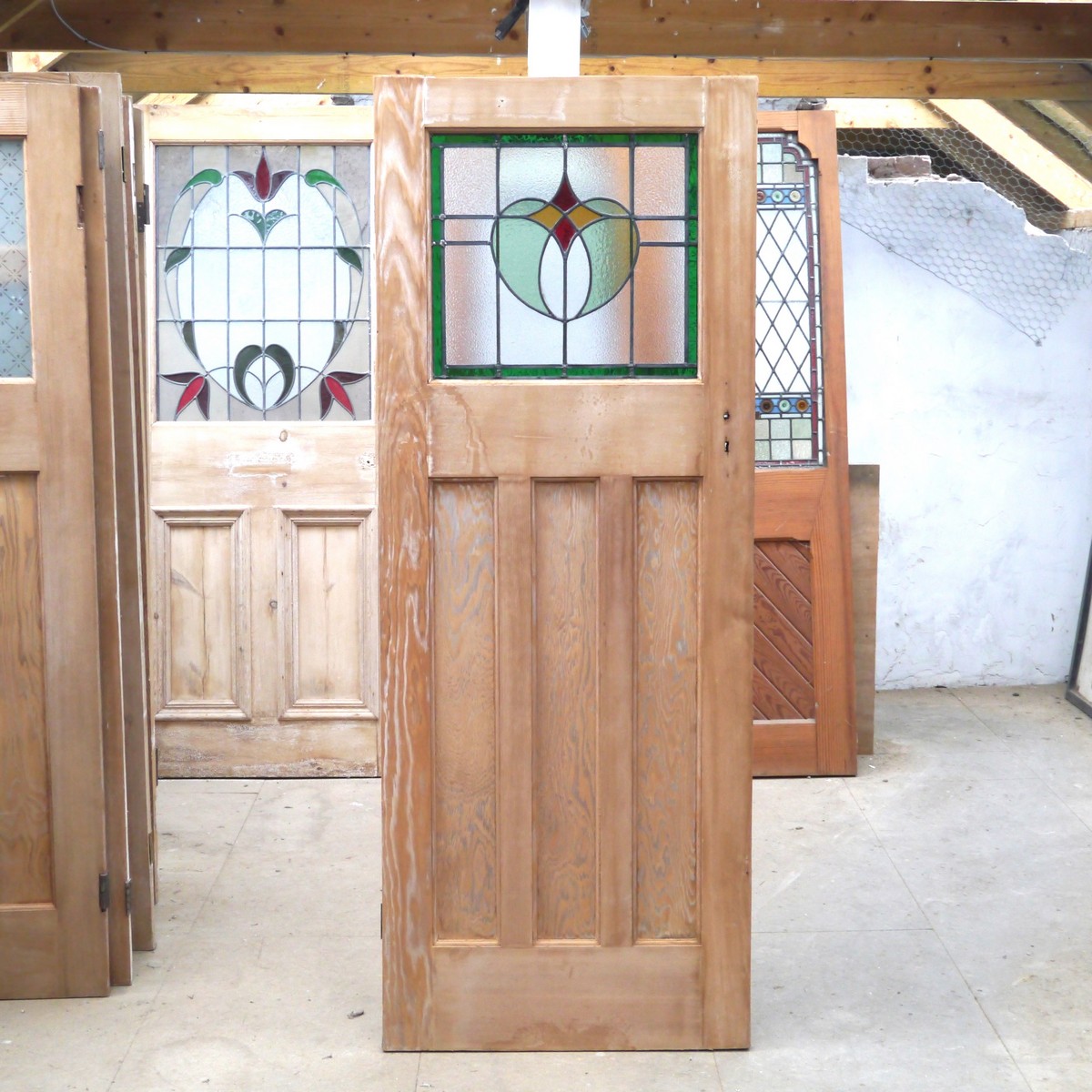 Reclaimed 1930's Stained Glass Internal Door Chester Paint Stripping