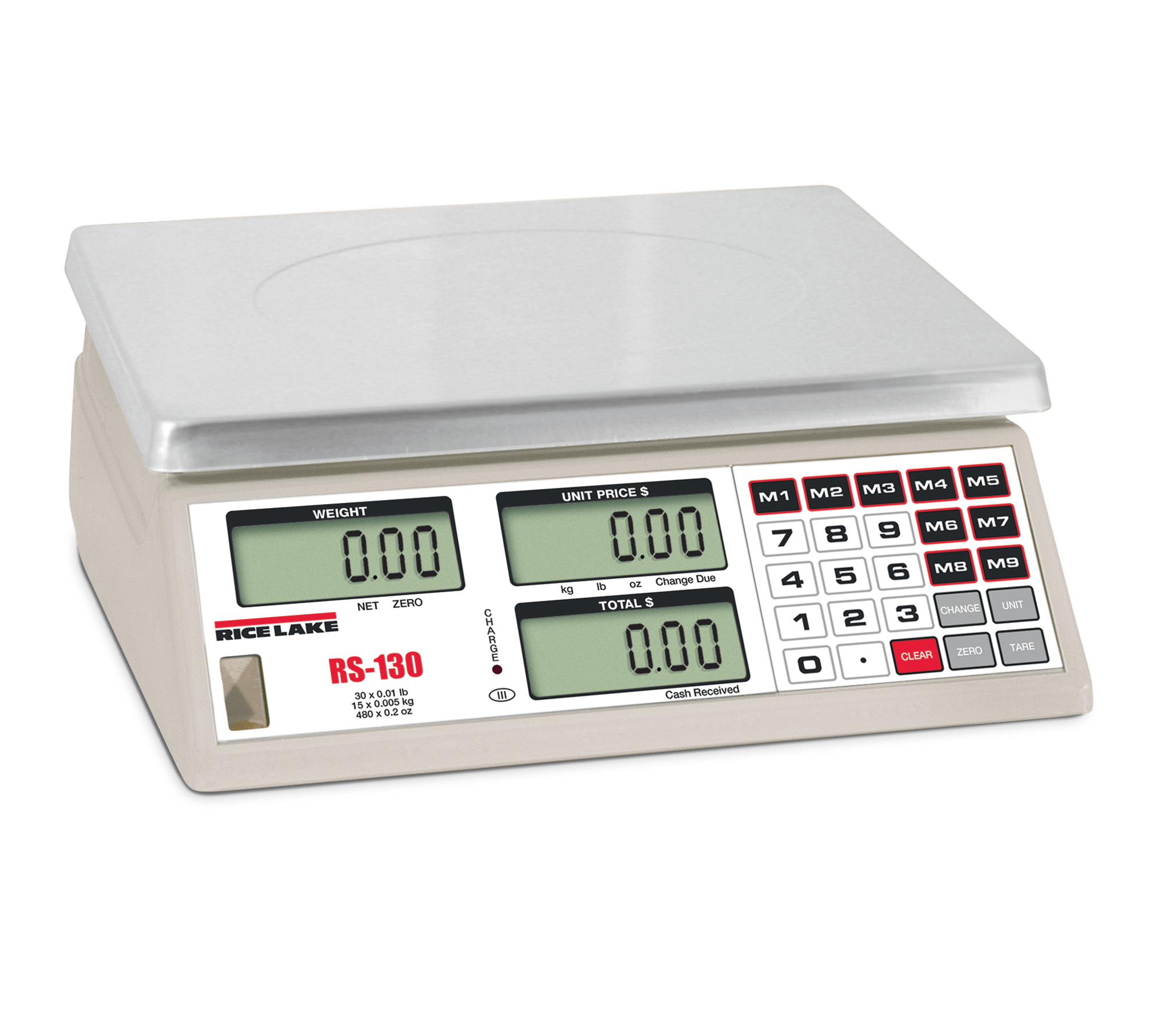Rice Lake RS130 Digital Produce Scale 30 lbs x .01 lbs Chestnut