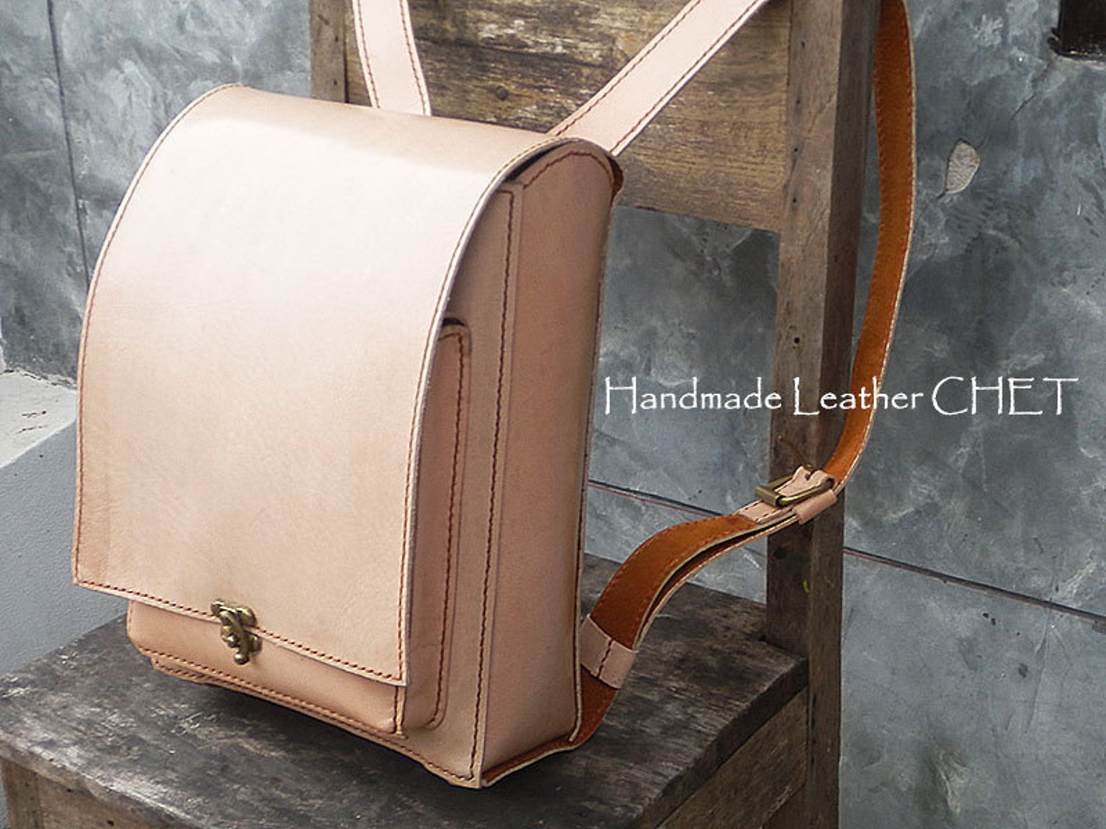 Randoseru Leather Backpack Japanese Style Nature Handmade Leather