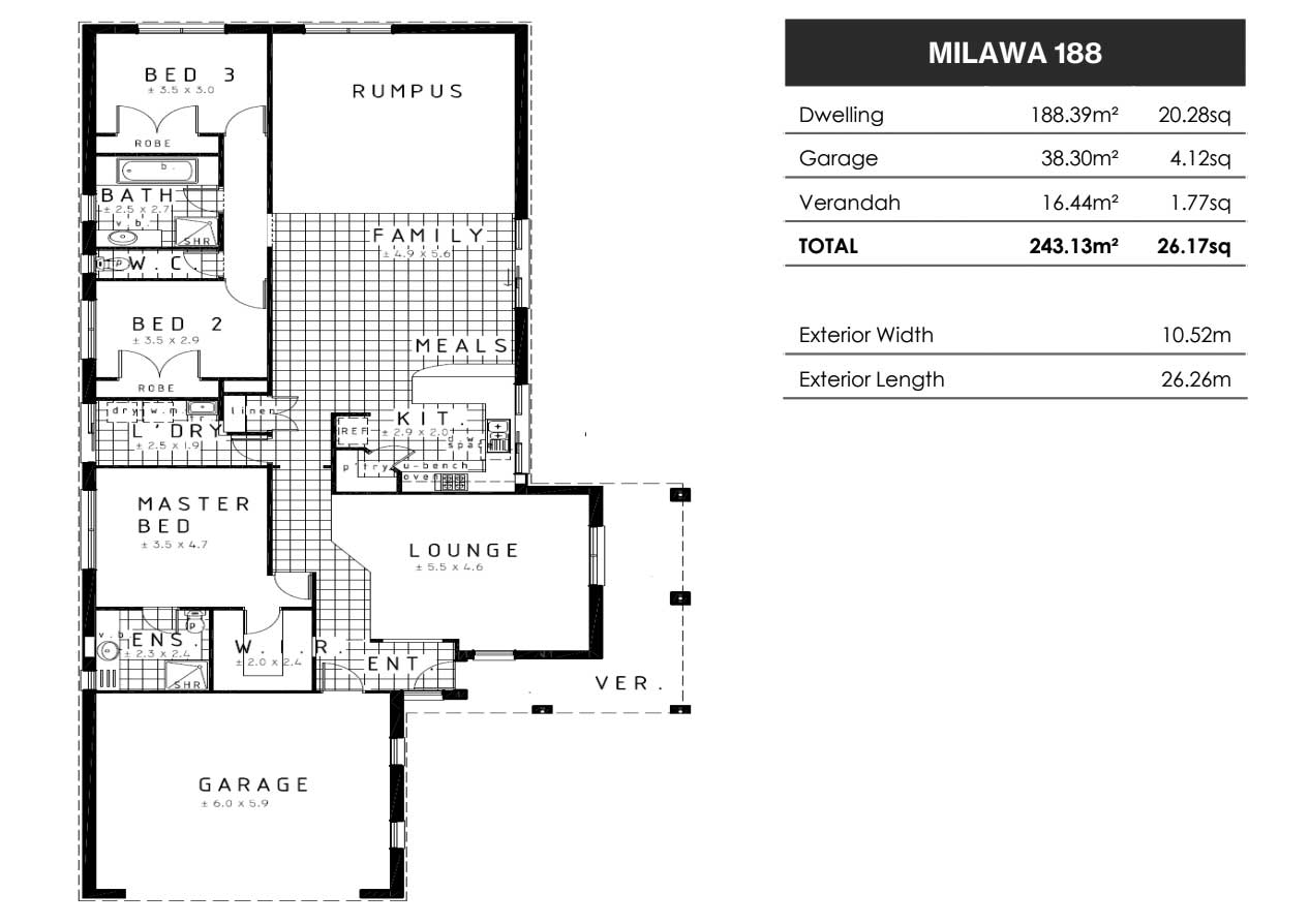 3 Bedroom Rumpus The Milawa by Cheviot Homes