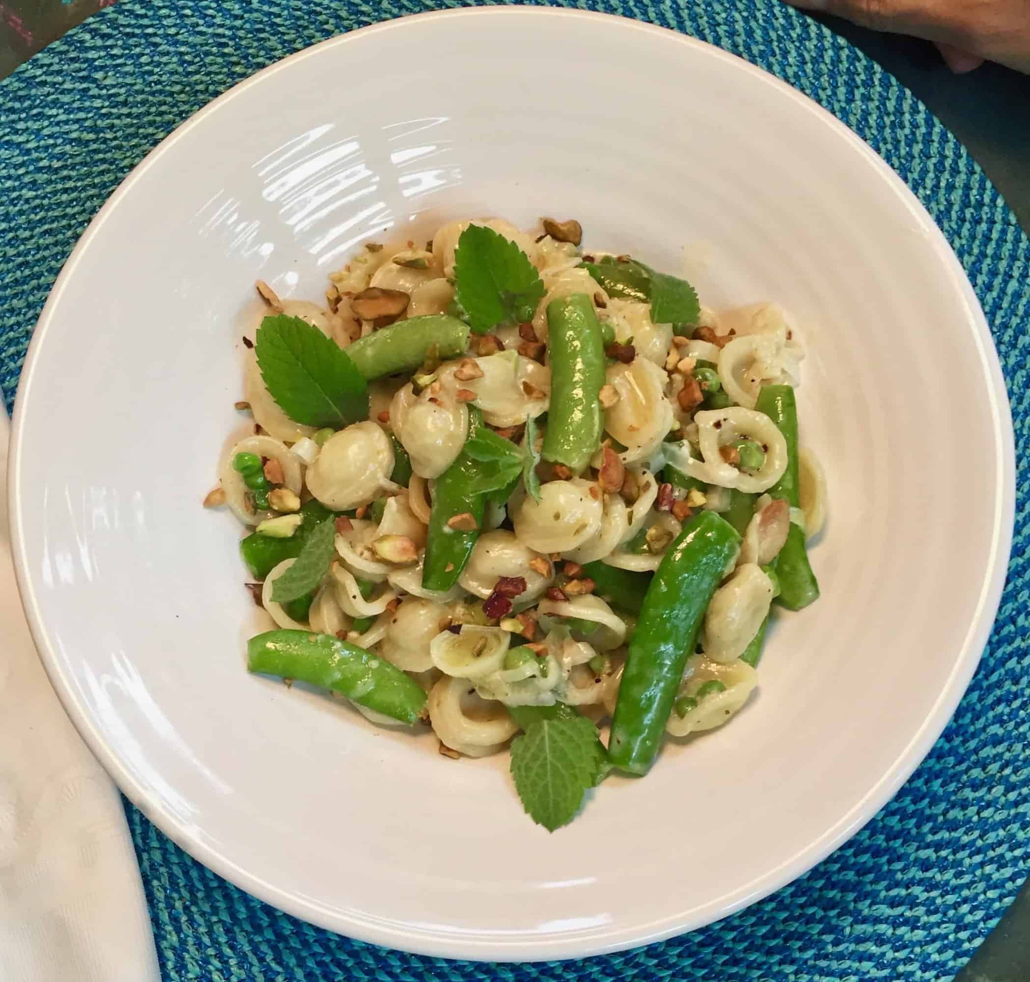 Orecchiette with Buttermilk, Peas and Pistachios from Bon Appetit