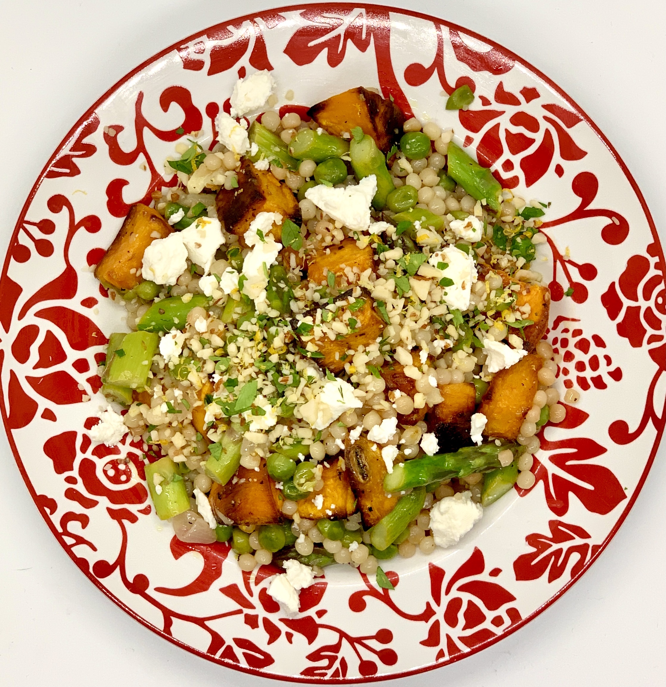 Pearl Couscous with Goat Cheese and Almond Gremolata Chez Grenier