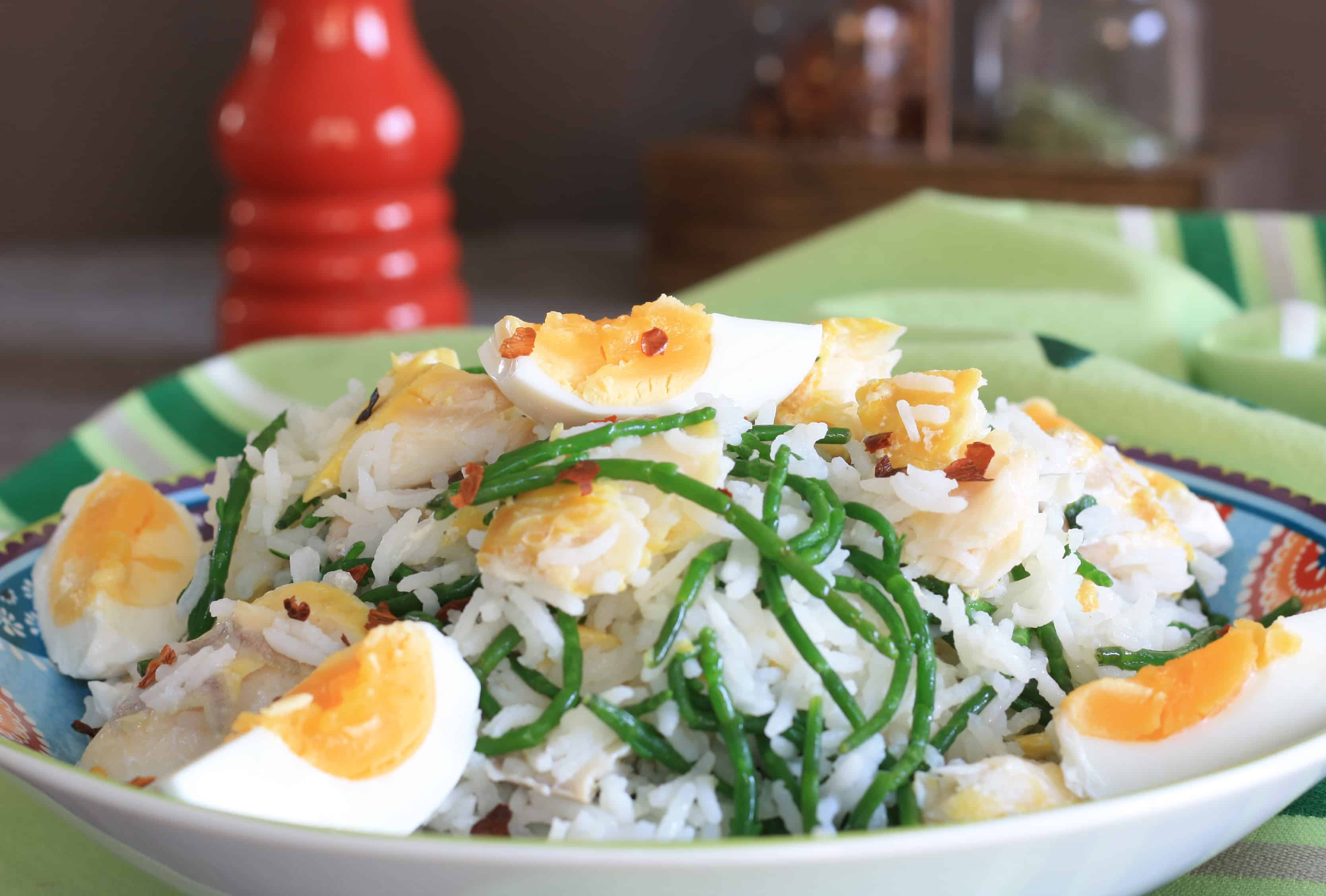 Smoked Haddock Kedgeree with Samphire Chez Le Rêve Français