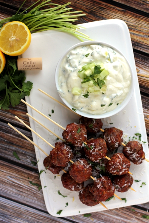 Moscato Meatball Skewers SundaySupper recipe Chefthisup