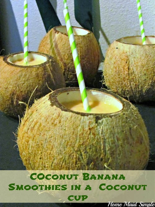 Coconut Banana Smoothie in Coconut Shells recipe Chefthisup